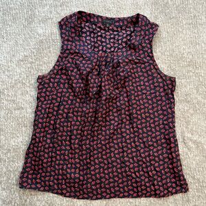 Talbots 100% Silk Ladybug Print Sleeveless Blouse M Office Workwear Whimsical
